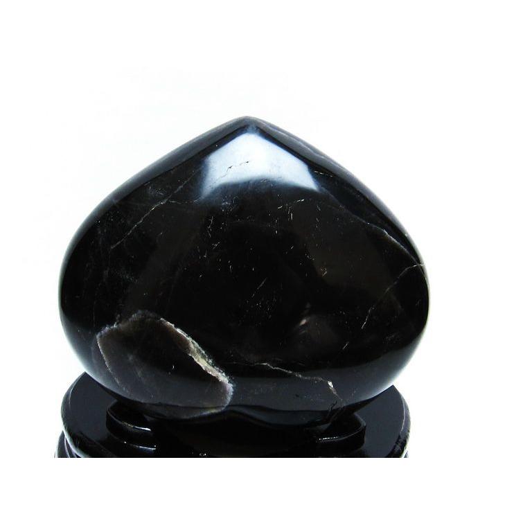 1.2Kg モリオン 純天然 黒水晶 ハート 置物 t457-3798_2