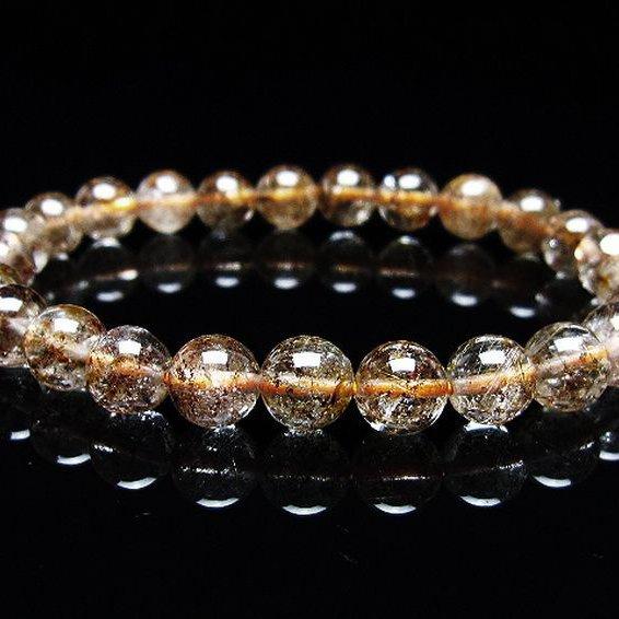 ゴールドルチル　7ｍｍ　天然石　ブレスレット ゴールドルチルクォーツ ブレスレット 7mm #QK209 - プレミアム天然石