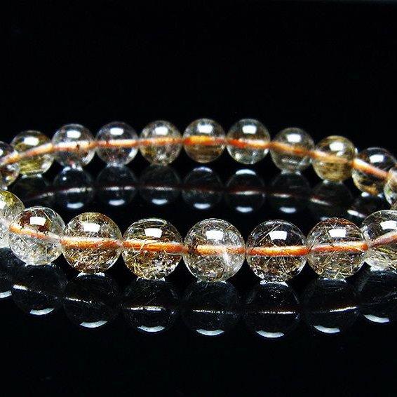 ルチルクォーツ（金針ルチル水晶） ブレスレット 8mm t50-10166 : 誠安