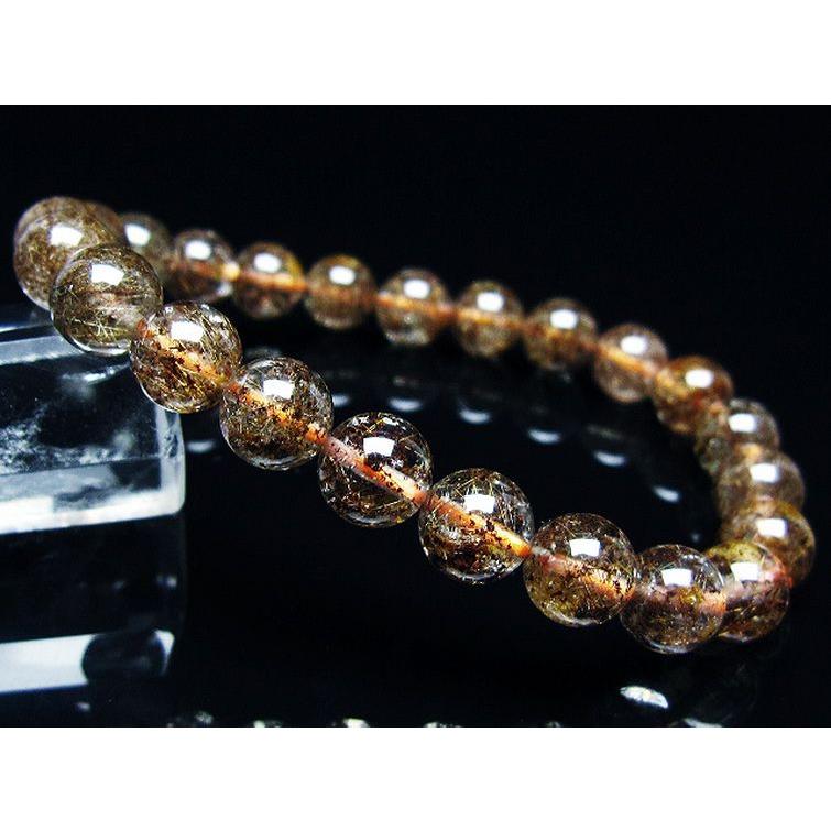 ✳ 超安価お値段‼️50年ものブレスレット数少ない黒平水晶【草入り】ルチル　鑑定付 ✳ 超安価お値段‼️50年ものブレスレット数少ない黒平水晶【草入り