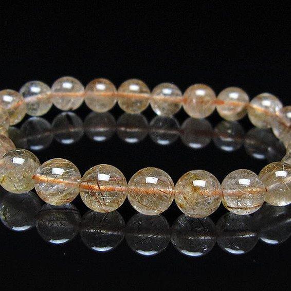 ルチルクォーツ（金針ルチル水晶） ブレスレット 8mm t50-10574 : 誠安