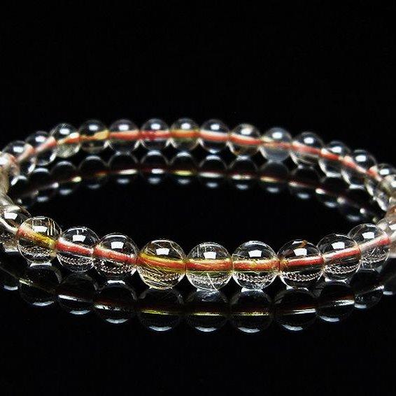 ルチルクォーツ（金針ルチル水晶） ブレスレット 6mm t50-9175 : 誠安 