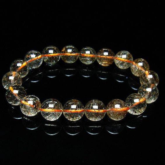 ガーデンクォーツ ブレスレット ルチル入り 庭園水晶 12mm t50-9620