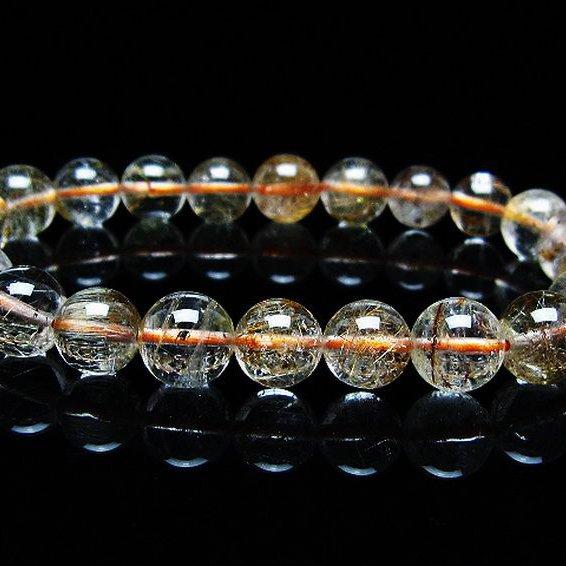 ルチルクォーツ（金針ルチル水晶） ブレスレット 8mm t50-9835 : 誠安