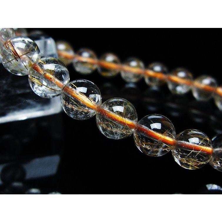 ルチルクォーツ（金針ルチル水晶） ブレスレット 7mm t50-9850 : 誠安