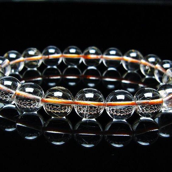 ルチルクォーツ（金針ルチル水晶） ブレスレット 9mm t50-9855 : 誠安