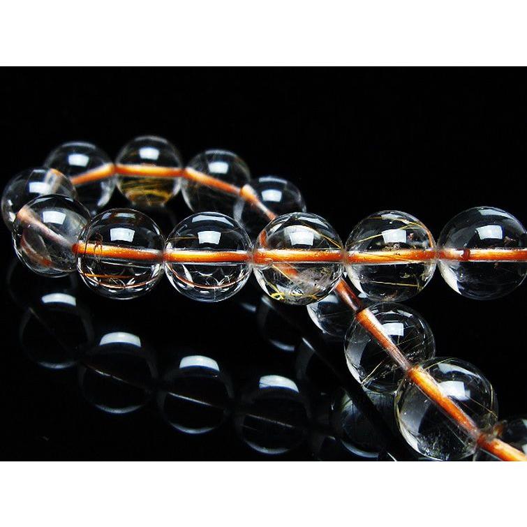 ルチルクォーツ（金針ルチル水晶） ブレスレット 9mm t50-9855 : 誠安