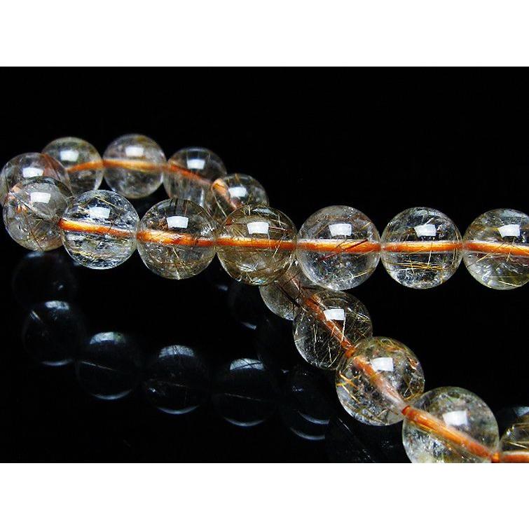 掘り出し物かも】ルチルクォーツ ビーズブレスレット 約12.5mm 高品質