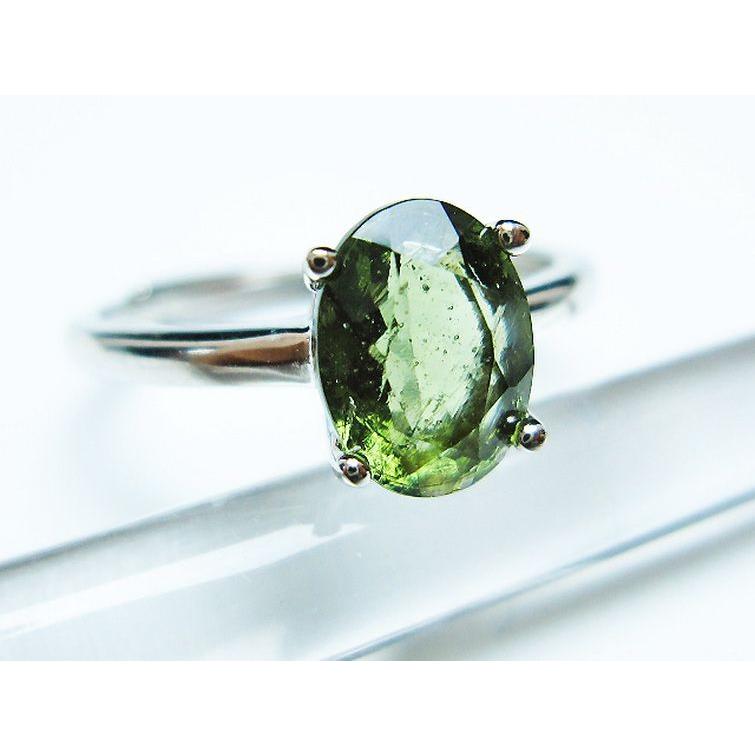 パラサイトペリドット・モルダバイトリング　セリコ（ケニア）　１３号 パラサイトペリドット・モルダバイトリング セリコ（ケニア） 13号