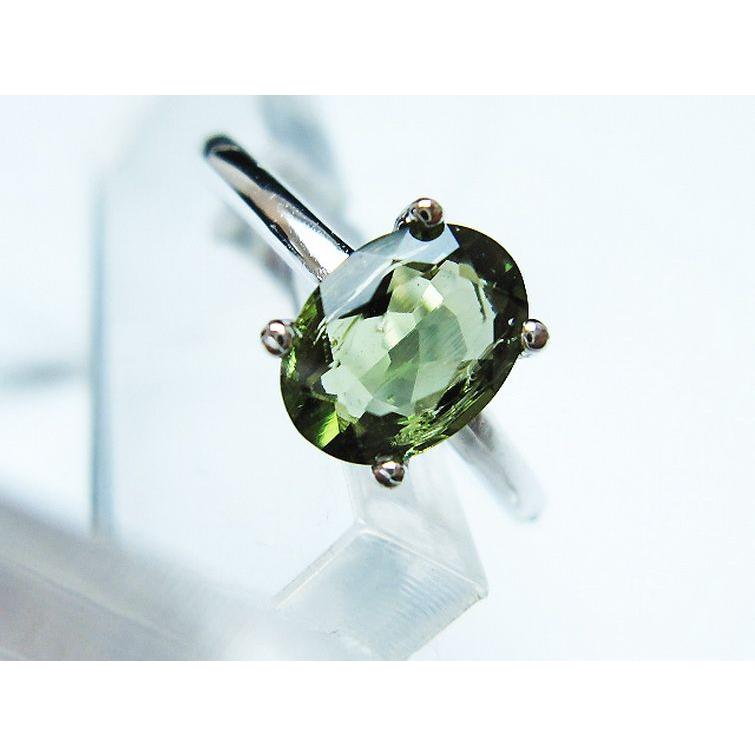 予約販売] モルダバイト 指輪 (13号)石サイズ約8mm×6mm t526