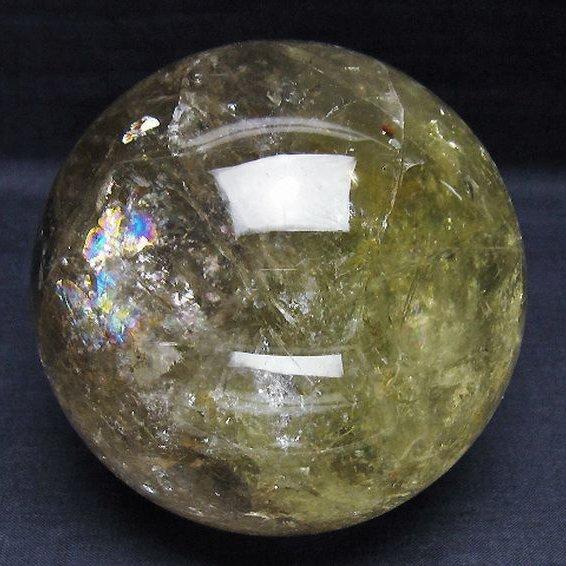 1.2Kg 虹入り シトリン水晶 丸玉 95mm t529-5841 : 誠安天然石専門店 
