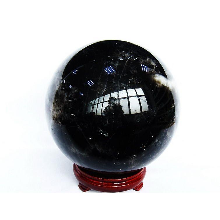 12.4Kg モリオン 純天然 黒水晶 丸玉 210mm t572-11156 : 誠安天然石