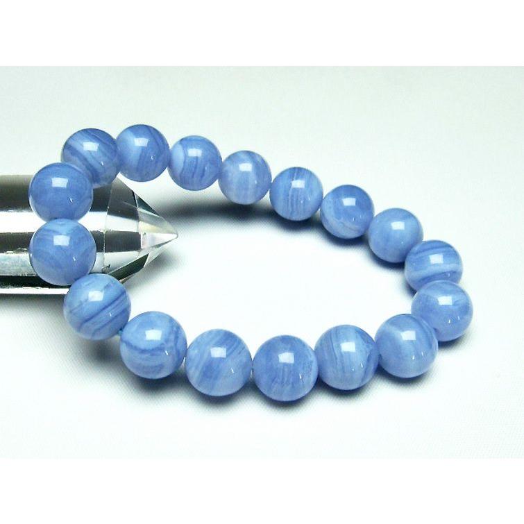 瑠璃　アゲート ブルーレースアゲート メノウ ブレスレット 12mm t58-6611 : 誠安