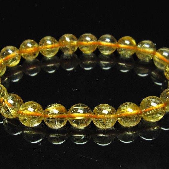 ゴールドタイチンルチル ブレスレット 9mm t6-5042