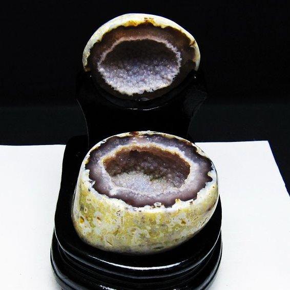 s342　天然石　原石　トレジャーメノウ　瑪瑙　ペア水晶　ジオード　台座付き ペア水晶トレジャーメノウ t604-7718 : 誠安天然石専門店 - 通販