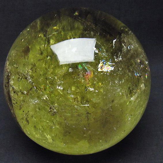 3.3Kg 虹入り シトリン水晶 丸玉 131mm t63-5326 : 誠安天然石