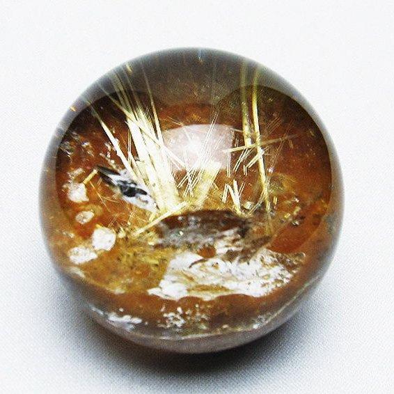 ルチルクォーツ 丸玉 ゴールドタイチンルチル水晶 53mm t637-4427 : 誠