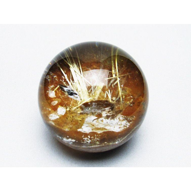 ルチルクォーツ 丸玉 ゴールドタイチンルチル水晶 53mm t637-4427 : 誠