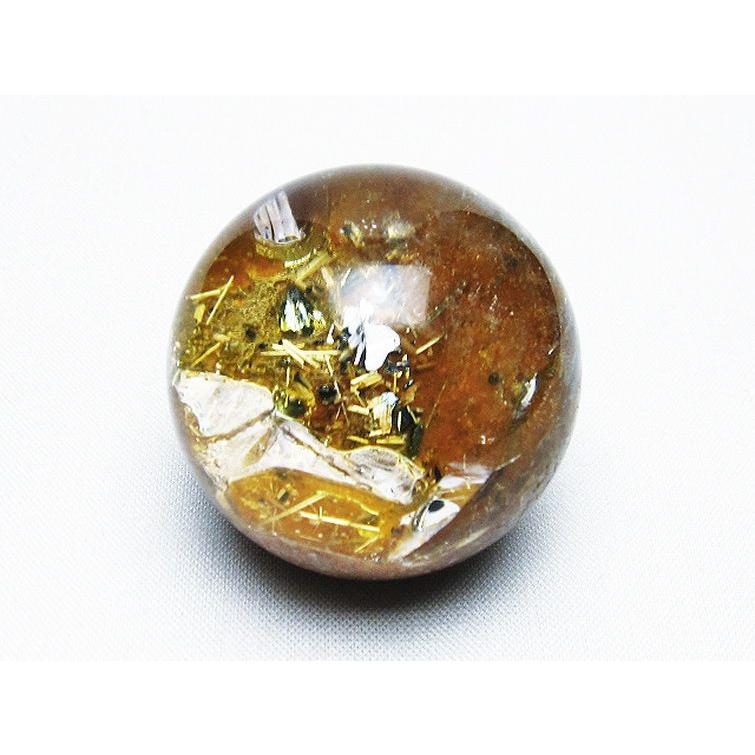 ルチルクォーツ 丸玉 ゴールドタイチンルチル水晶 40mm t637-4436 : 誠