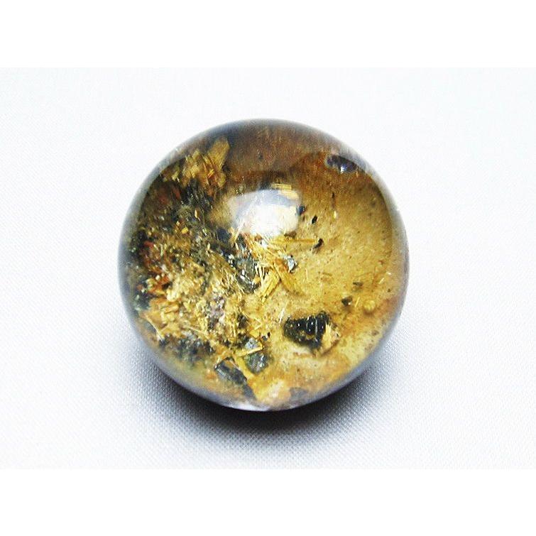 ルチルクォーツ 丸玉 ゴールドタイチンルチル水晶 40mm t637-4444_1