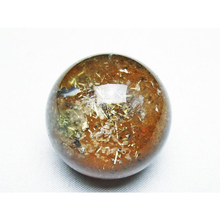 ルチルクォーツ 丸玉 ゴールドタイチンルチル水晶 35mm t637-4643 : 誠