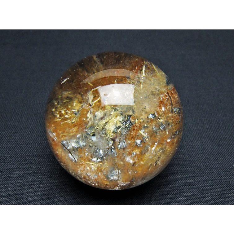 ゴールドタイチンルチル入り 水晶 丸玉 49mm t637-4691