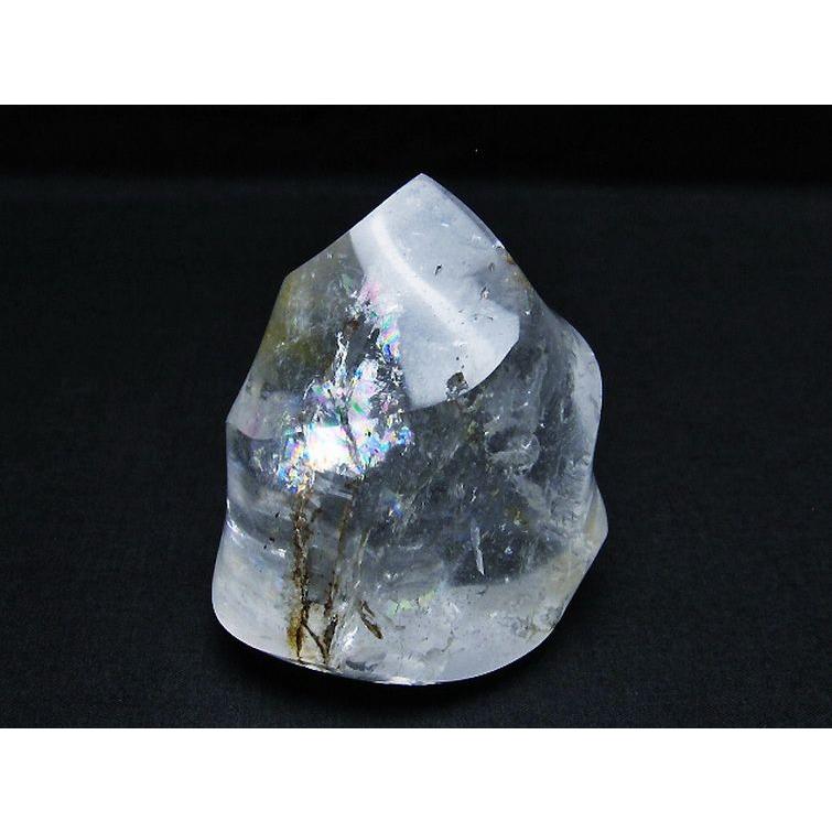 虹入り ヒマラヤ水晶 炎（フレイム） ポリッシュ 置物 t653-3690 : 誠 