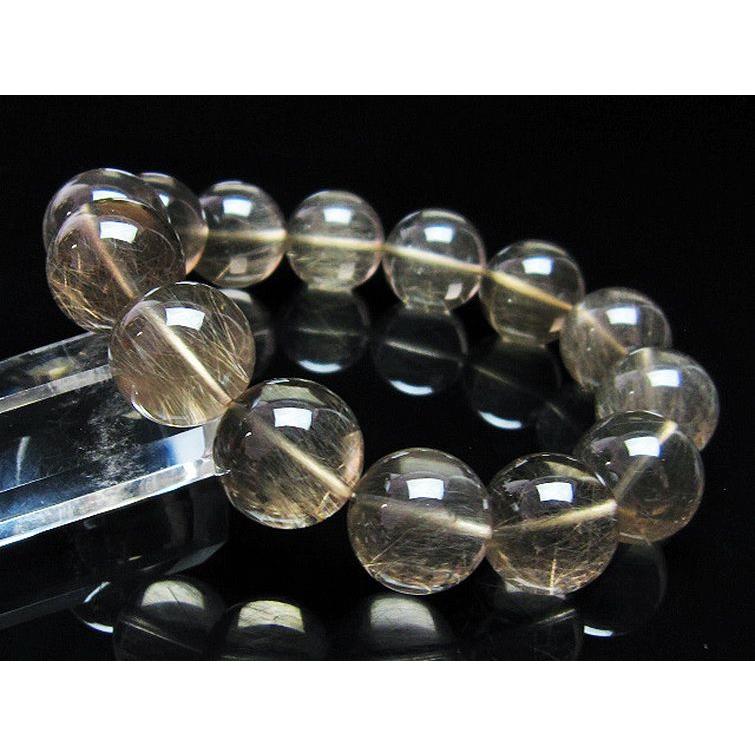 ルチルクォーツ キャッツアイ プラチナルチル ブレスレット 16mm t684