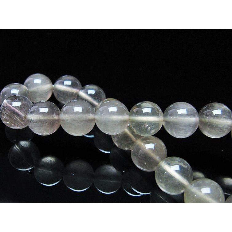 【高品質】プラチナルチルクォーツ10mmブレスレット ブラジル産 プラチナ ルチルクォーツ 8.5mmブレスレット 19.2g #93045