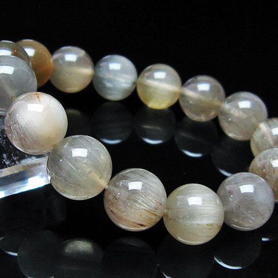 ルチルクォーツ ブレスレット キャッツアイ プラチナルチル 13mm t684
