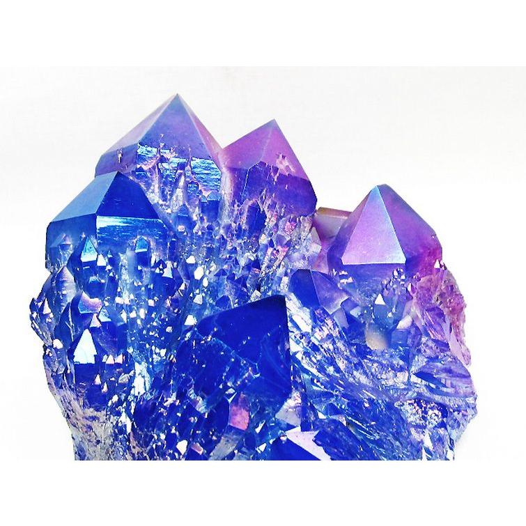 М☆水晶☆青雲ラダー☆ブルーラダー☆クリスタルクォーツ☆希少☆台座つき☆ 1.1Kg オーラ水晶 オーラクリスタル クラスター (レインボーブルー