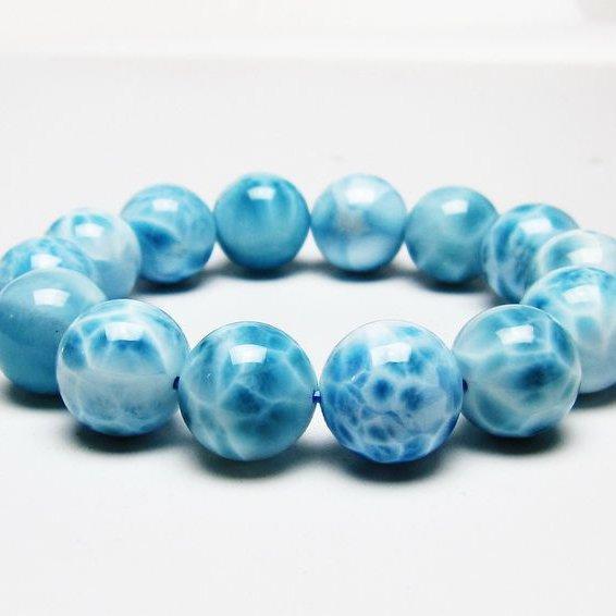 天然無処理　ラリマー ブレスレット 15mm-75.1g 天然無処理ラリマー ブレスレット 15mm-75.1g