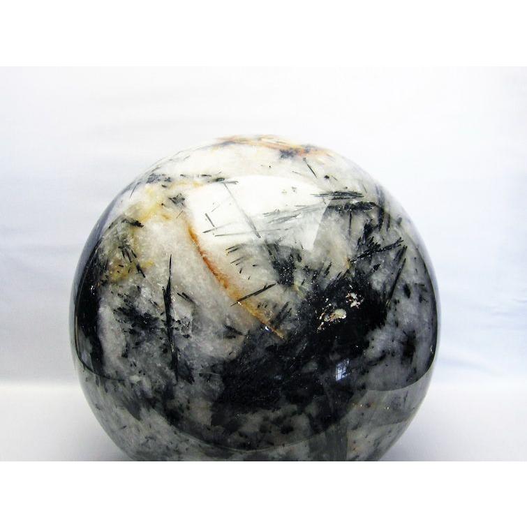 44.1Kg ブラックルチルクォーツ 丸玉 300mm 同梱不可 特大品 t718-2674