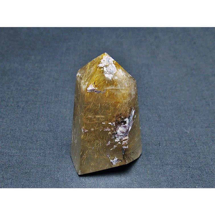 ☆ ミルトン様帝王秘宝！超希少！オレンジ　ゴールド　ルチル　原石　六角柱 ルチルクォーツ 六角柱 ゴールドタイチンルチル t725-2611 : 誠安