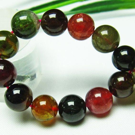 専用★トルマリン ブレスレット ミックスカラートルマリン ブレスレット 9mm t75-5416 : 誠安天然石