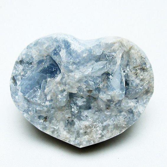 セレスタイト 天青石 ハートシェイプ 原石 t756-6119 : 誠安天然石専門