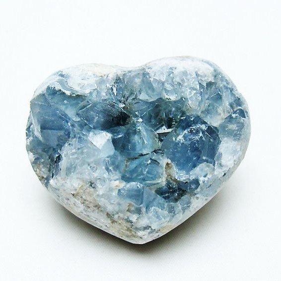 セレスタイト 天青石 ハートシェイプ 原石 t756-6214 : 誠安天然石専門