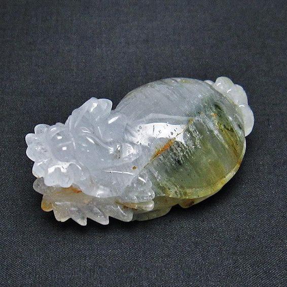 スーパーファントム水晶 龍亀 置物 t801-396 : 誠安天然石専門店