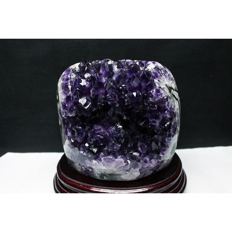 ウルグアイ産 濃紫 アメジストクラスター原石（カットベース・スタンド