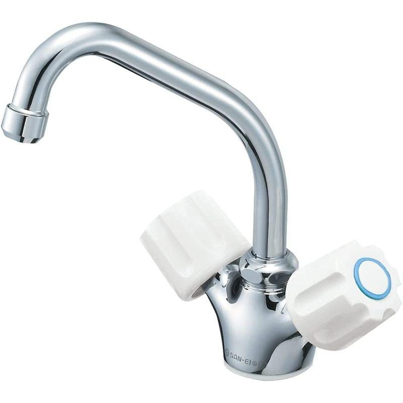 SANEI　ツーバルブワンホール混合栓　湯水ハンドル式　取付足32ｍｍ　K811-W　銅管給水仕様