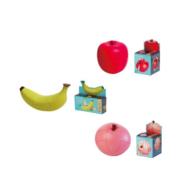 フルーツキューブ アップル ピーチ バナナ NEW売り切れる前に☆ 百貨店 3D カクカク動かすフルーツ型パズル 立体パズル