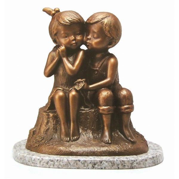 銅像 玉野勢三 彫刻 彫刻 ちいさな初恋 置物 ブロンズ像 ブロンズ像 オブジェ フィギュア R293 石の台付き 18 01 子供たち 彫像 R293 駿河画廊