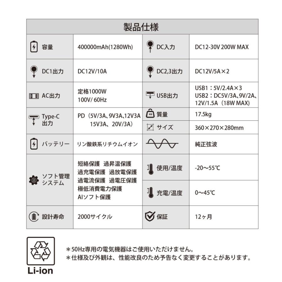ポータブル電源 大容量 1000W バッテリー キャンプ レジャー
