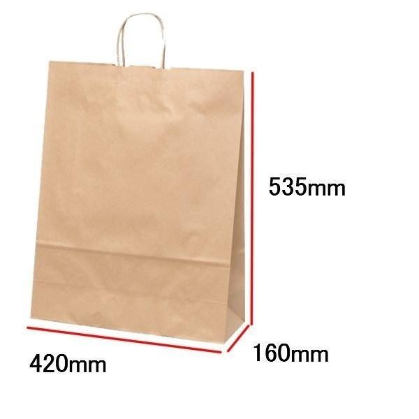 割引発見 手提袋（手提げ紙袋） ＨＶ１４０　未晒　無地　巾420×マチ160×高さ535mm（200枚セット） 紙袋、ペーパーバッグ