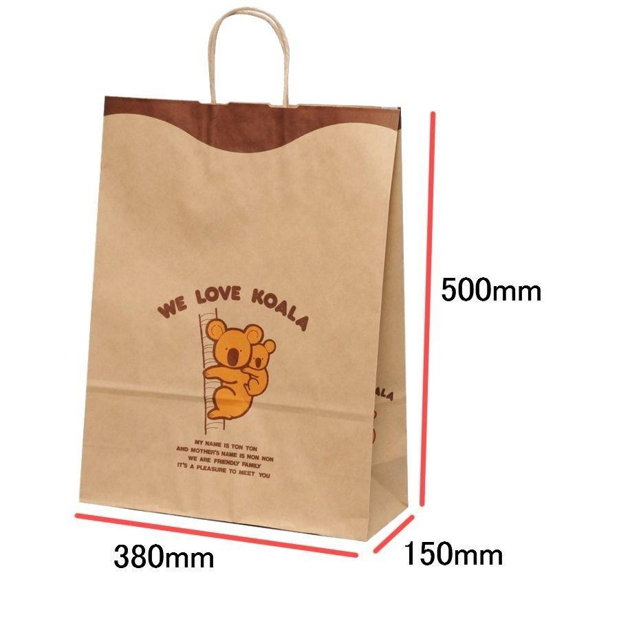 手提袋（手提げ紙袋） ＨＶ１００　コアラ　巾380×マチ150×高さ500mm（200枚セット）