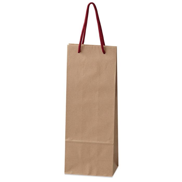 手提袋（手提げ紙袋） ＨＴワインバッグ M 茶無地レッド 160 x 110 x 415mm（100枚セット）