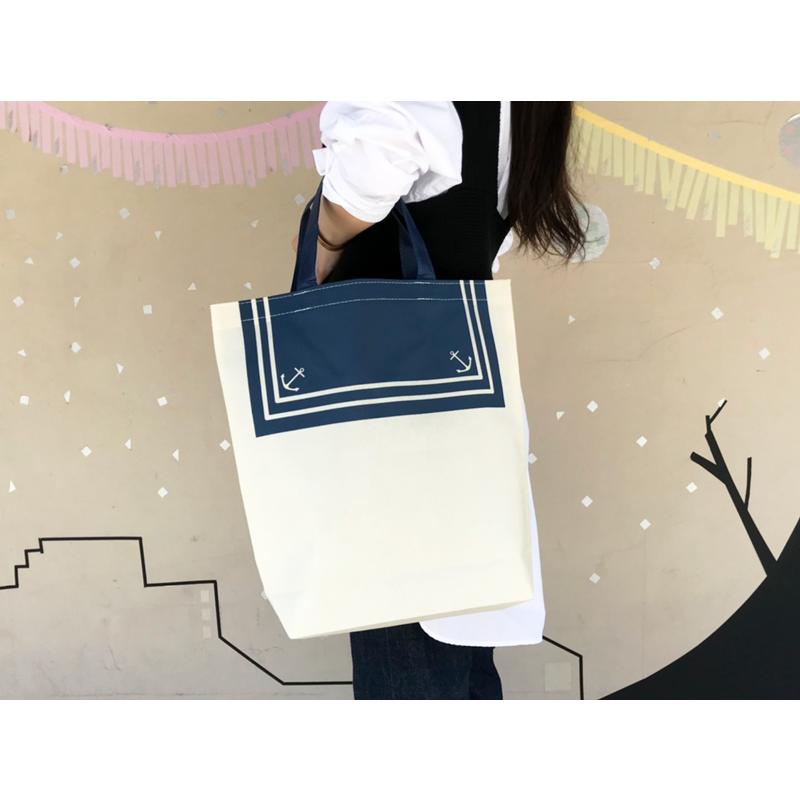セーラー バッグ 【 不織布トートバッグ ( セーラー服 )白×紺】バッグ  