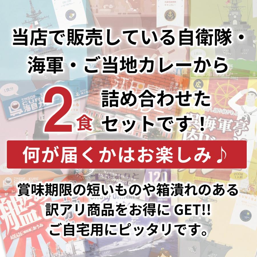 【 訳あり 】自衛隊・海軍・ご当地 レトルトカレー ２食セット ( 送料無料 )  1000円ポッキリ 詰め合わせ アウトレット 賞味間近 フードロス |  | 02
