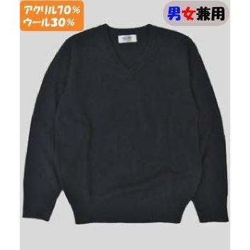 学生セーター 濃紺 M L LL 3L 学校 通学 ニットセーター ブイネック