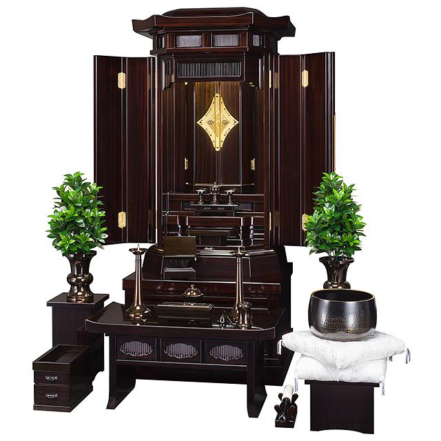 誓願堂 創価学会 仏壇 コンパクト 須弥山 黒檀 経机通常型 リビング